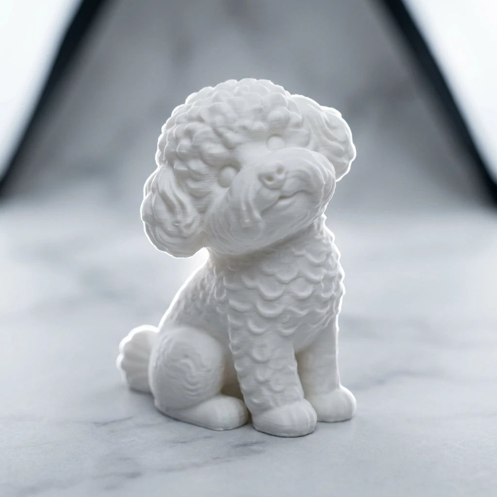 Cute White Poodle Figurine Mini Bichon Dog Statue Aesthetic Desk Decor Pet Lover Gift