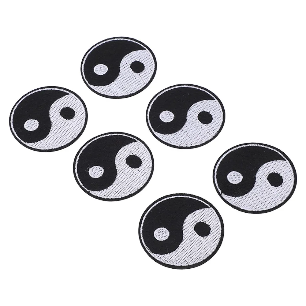 6pcs Individuation Cotton Yin Yang Patch Iron On Mysterious Pattern Embroidered Patch Sew On Patch Clothing DIY