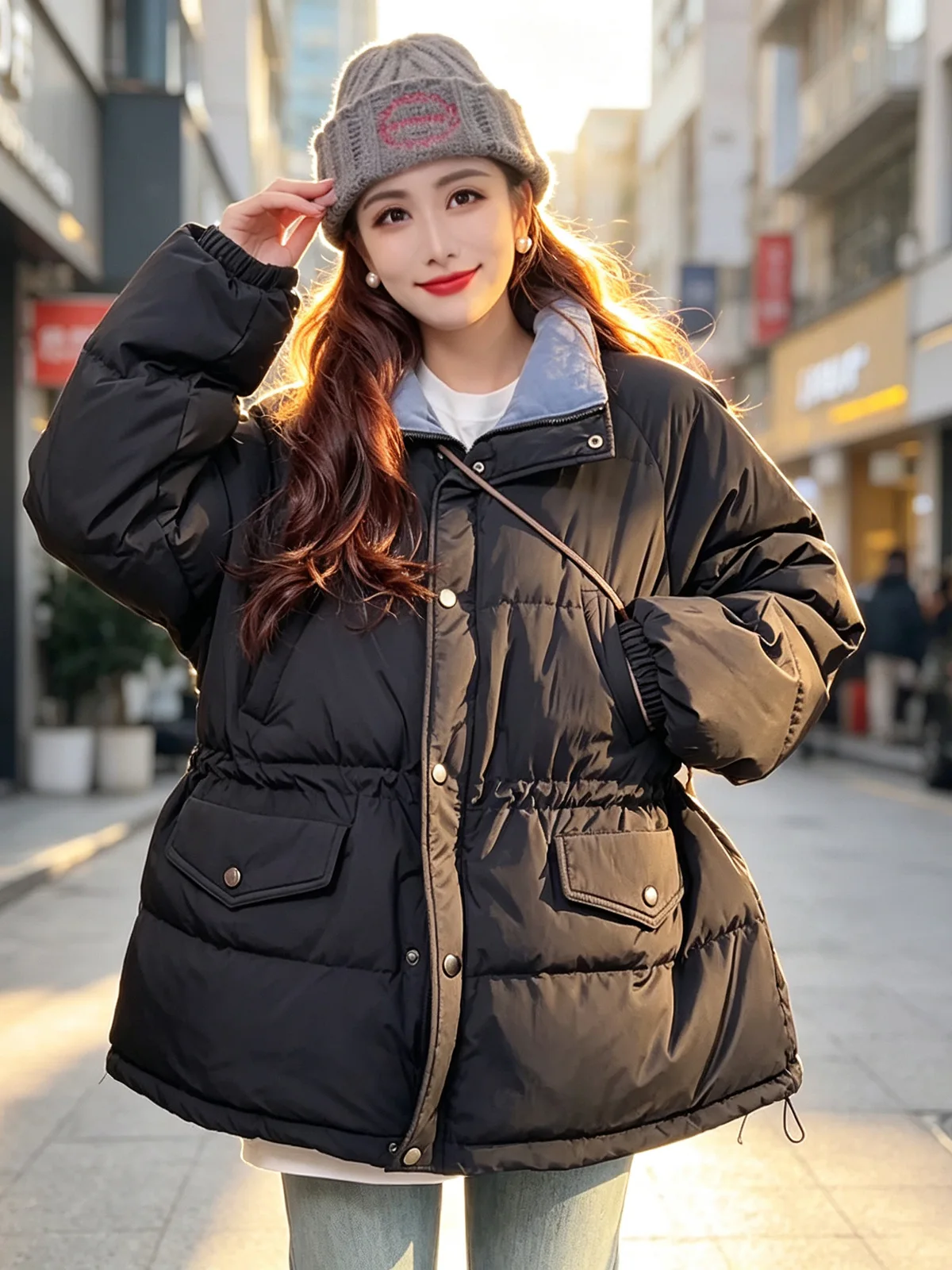 Winter Thick Warm Zipper Parker Jacket Female Oversized Hooded Down Jacket Women White Duck Down Big Pocket Drawstring Outwears