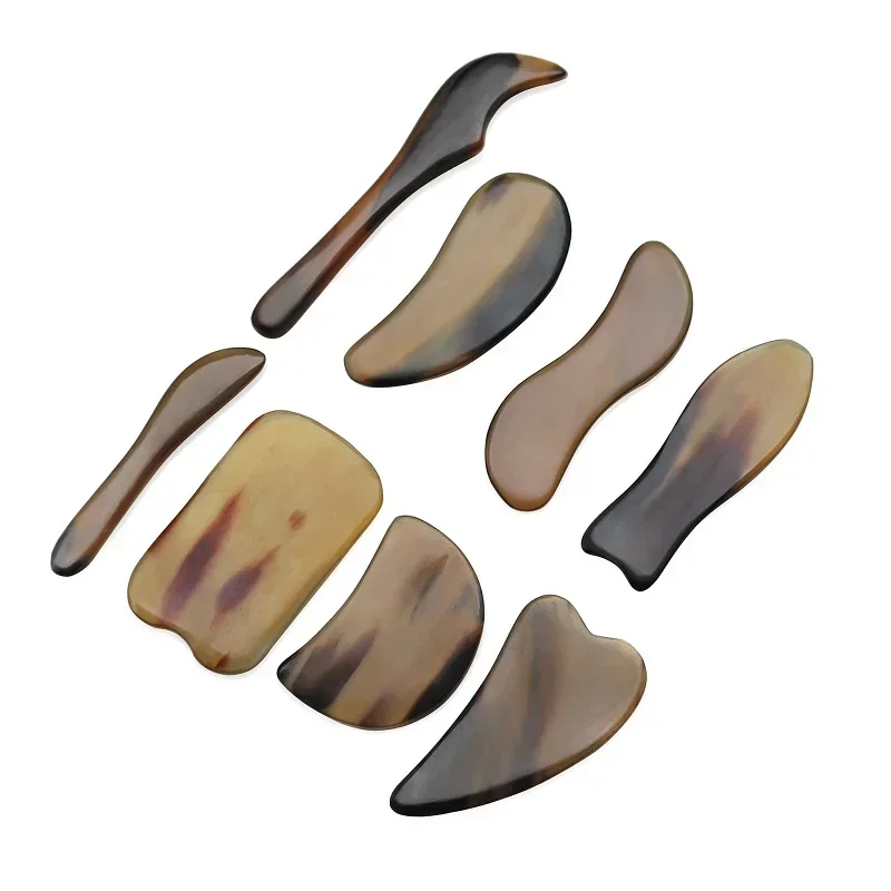 Natural Buffalo Horn Antistress Guasha Massage Tool Acupuncture SPA Therapy Gua Sha Massager Scraping Board Health Care