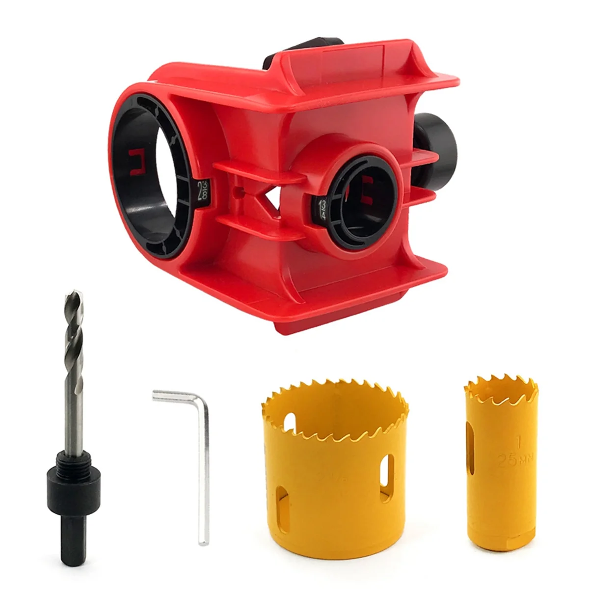 A002 Door Lock Installation Kit,Door Lock Jig for Metal or Wood Doors,Hole Saw Kit for Easy Lockset Installation Red