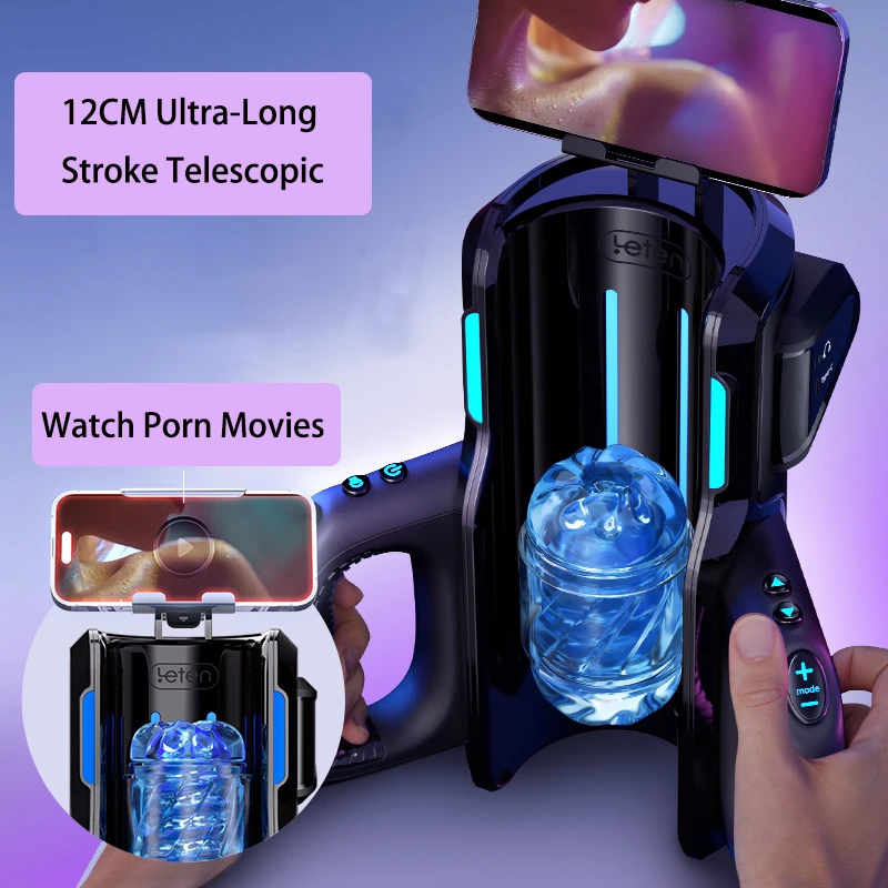 Leten THRUSTING-PRO 700Times/Min Piston Vagina Masturbation Cup Telescopic 12cm Pussy Watch Porn Sex Toy Masturbator for Male