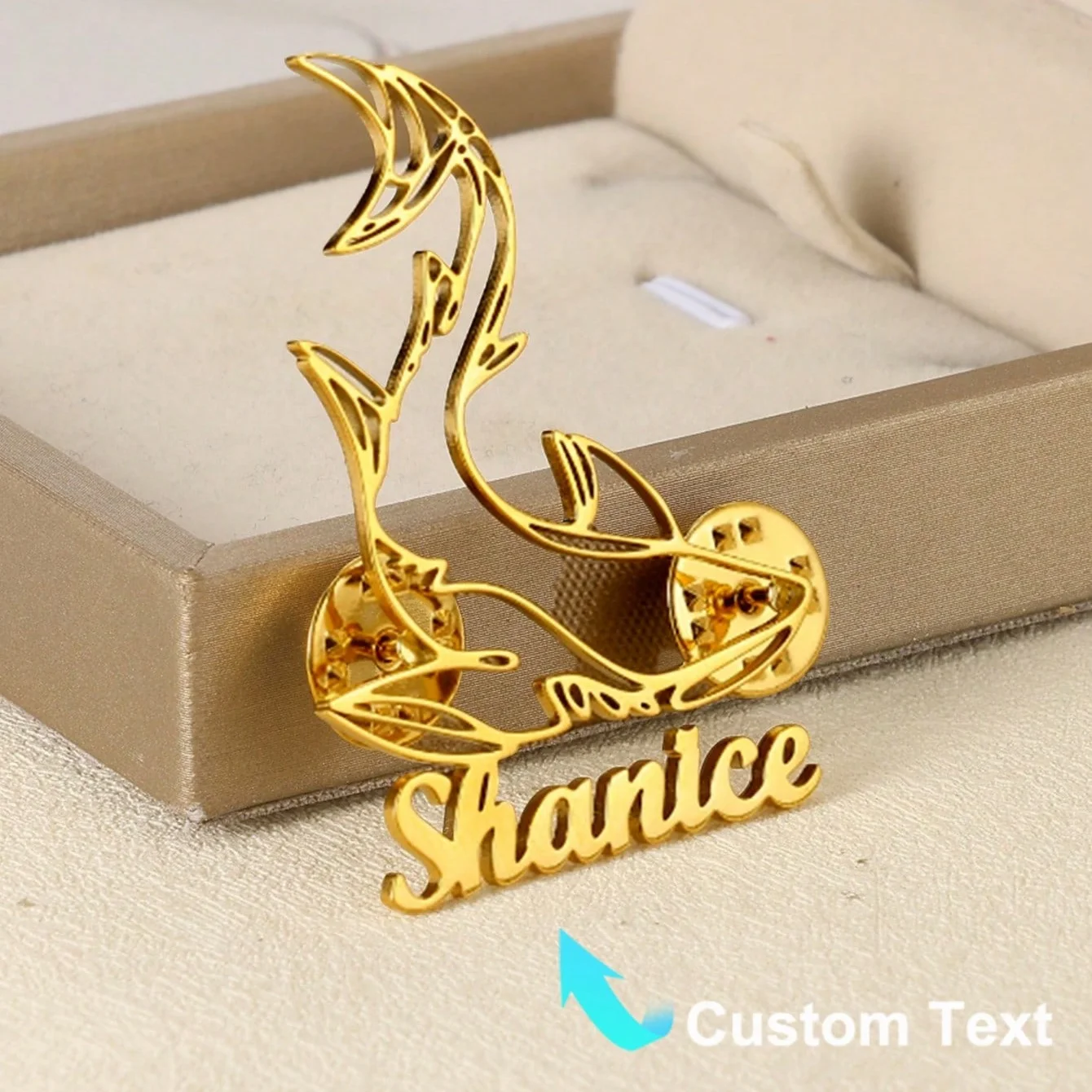 

Custom Name Fish Brooches for Women Stainless Steel Personalized Nameplate Fish Lapel Pin Brooch Fashion Custom Jewelry Gift