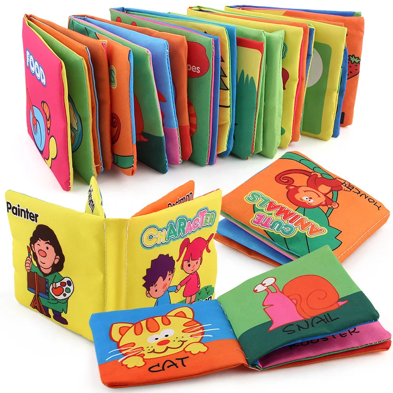 

0-3 years old three-dimensional infant early education toys, English palm books, animal number cognition baby cloth books