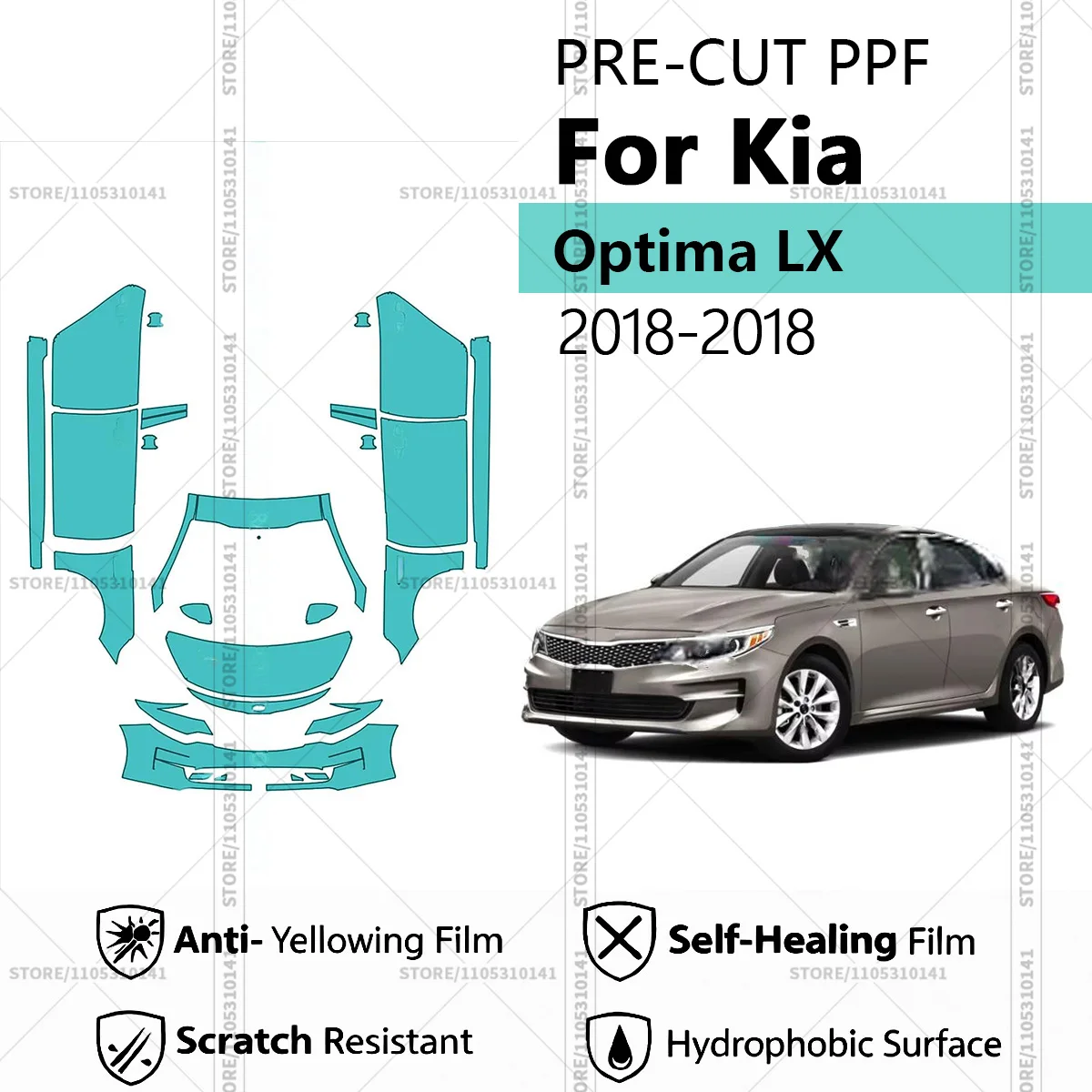 For Kia Optima LX 2018-2018 Pre-Cut Paint Protection Film PPF Transparent Car Film Professional Automotive PPF Front Kit - Doors