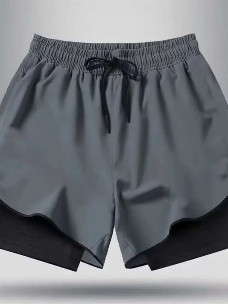Neue Sommer Casual Trend Herren Shorts Schnelltrocknende Sportshorts Outdoor Laufshorts mit Taschen Atmungsaktive Doppellagige Shorts für Männer