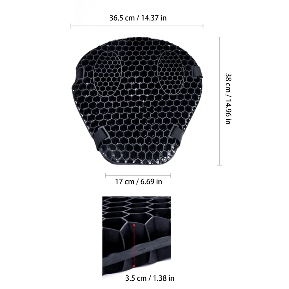 Universal Motorcycle Gel Seat Cushion 3D Honeycomb Shock Absorbing Seat Pad with Motorcycle Seat Cover for Comfortable Long Ride