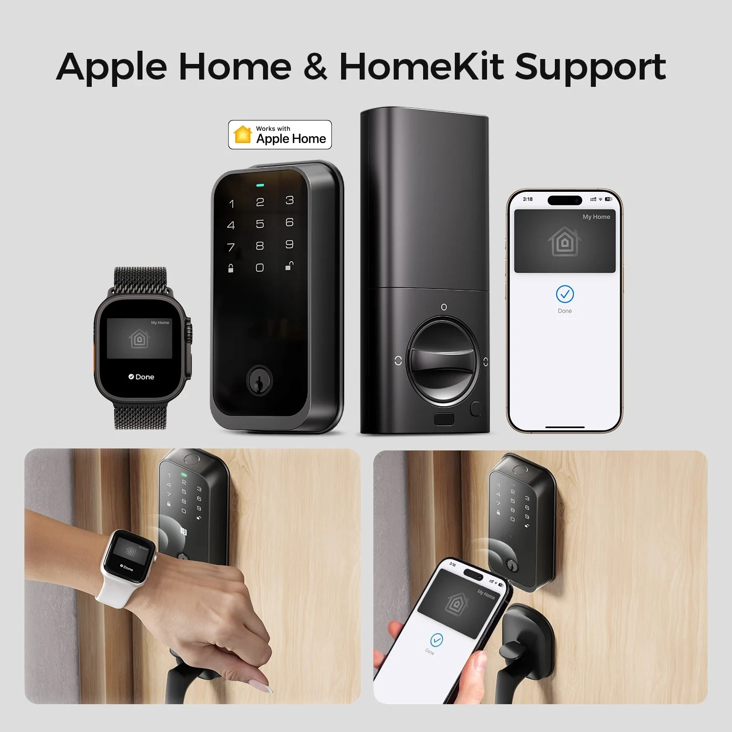 LNDU Smart Lock HK01 Fingerprint Keyless Entry Door Lock Multiple Ways to Unlock HomeKit Siri Support Easy Installation
