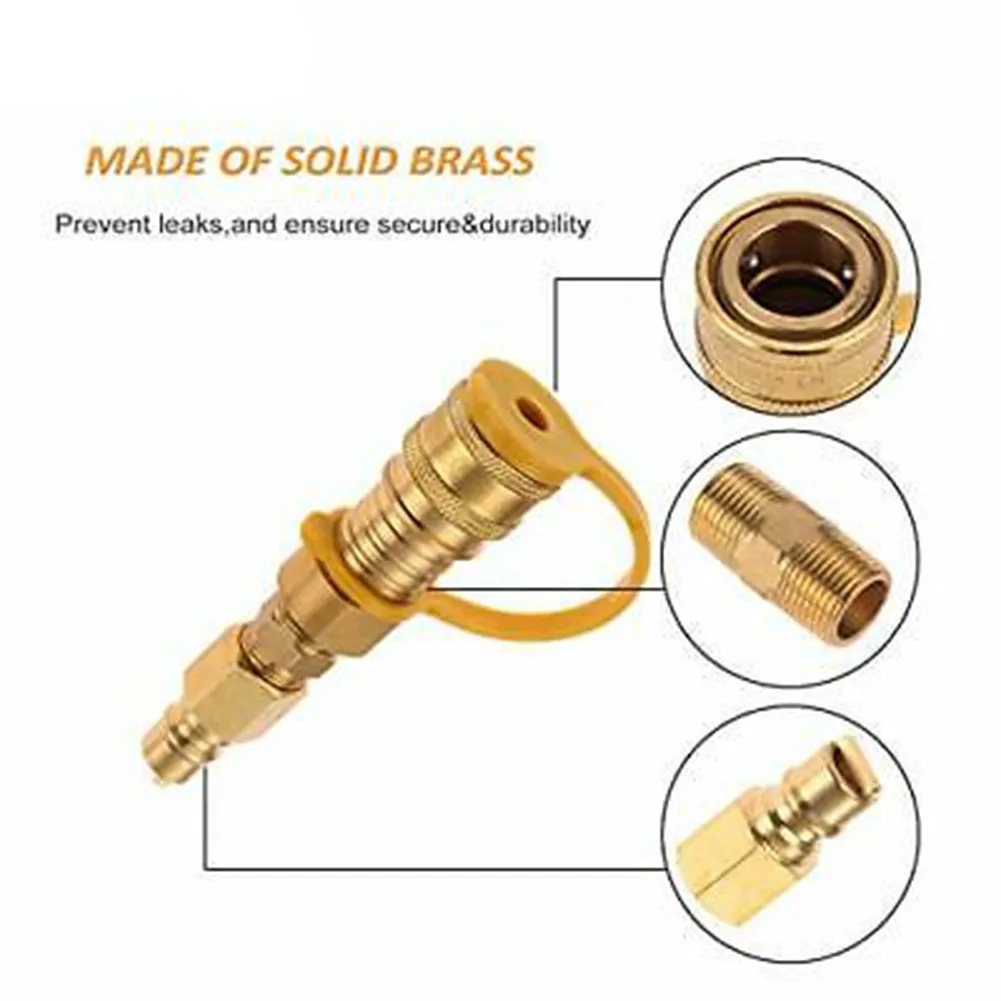 

Parts Natural Gas Quick Connector Propane Gas Replacement Solid Brass Suitable For Grilling 1 Set Of Accessories