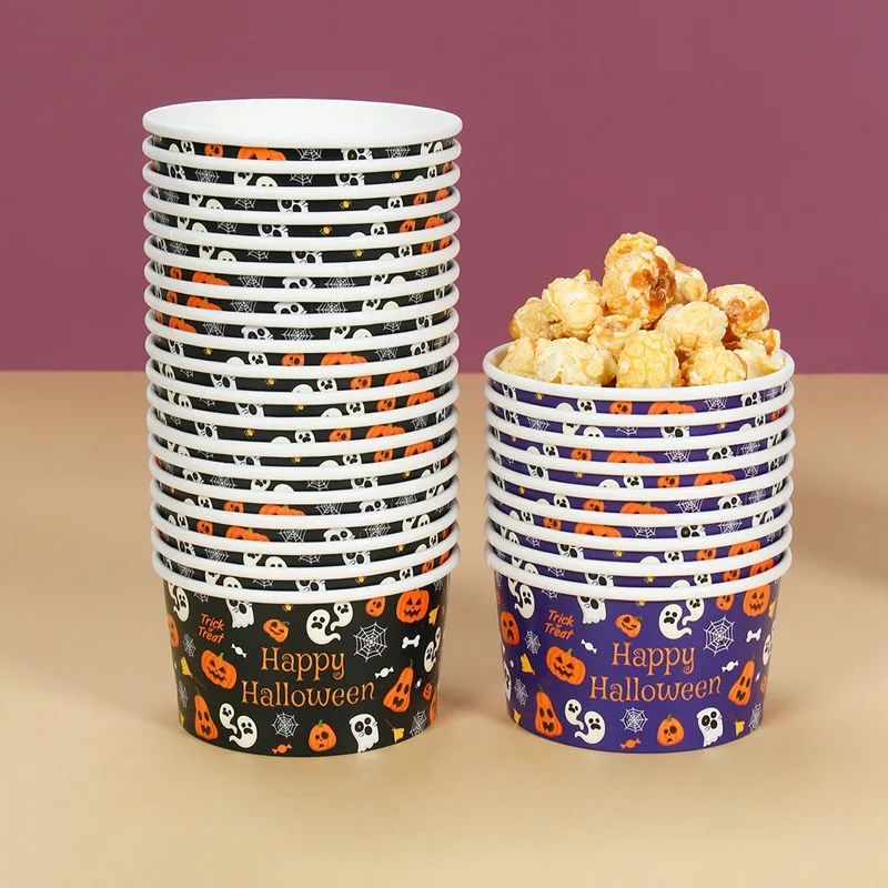 10/30/50Pcs Halloween Paper Bowl Pumpkin Ghost Black Orange Disposable Food Snack Cups Dessert Bowl Halloween Party Supplies view 4