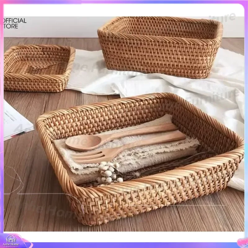 Eco Friendly Bamboo Fruit Tray Storage Basket Multi Functional Kitchen Organizer for Bread Vegetables Food Holder