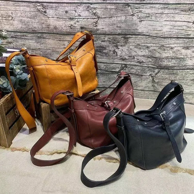 Women Contrast Color Leather Crossbody Bags Elegant Ladies Genuine Leather Shoulder Bag Casual Commuter Handbags Free Delivery