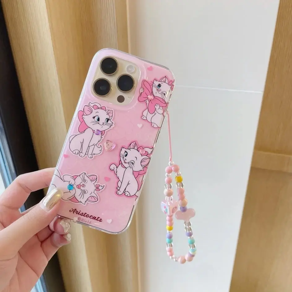 

Cartoon Girls Phone Case For iPhone 15 14 13 11 12 Pro Max Luxury ShockProof Soft Silicone IMD Cover With Bracelet