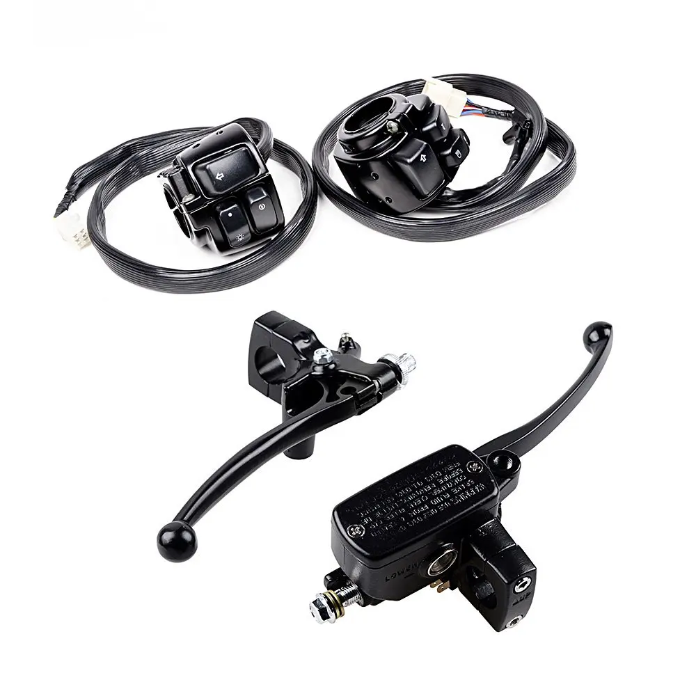 

Motorcycle Horn Switch Control + Brake Master Cylinder Clutch Levers Compatible with 1996-2012 Harley Softail Dyna Sportster 1"