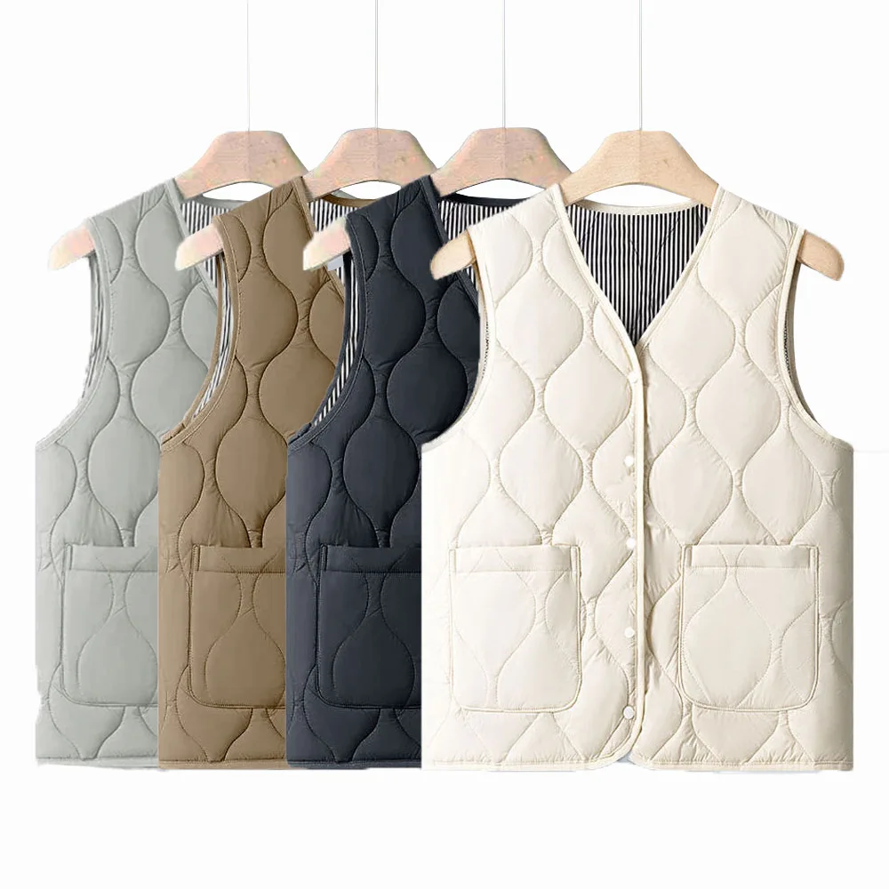 

Fashionable and Casual Down Cotton Vest Women's Autumn and Winter New Slim Fit Vest Lightweight and Warm Top