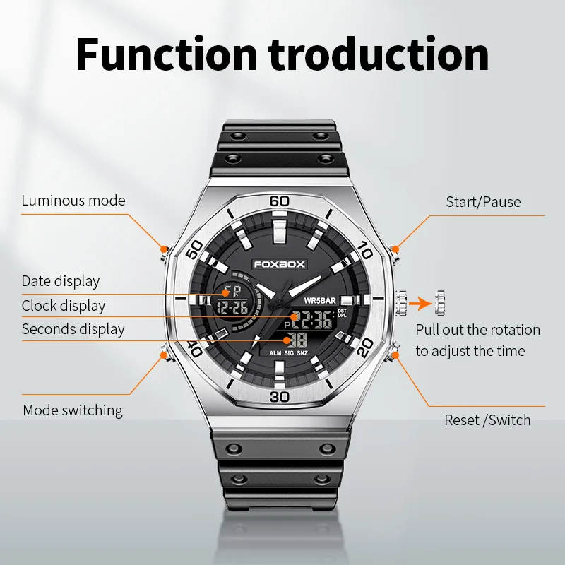 

FOXBOX New Luxury Business Watch Waterproof LuminousQuartz Silicone Men's Watches sports watches reloj Handsome reloj hombre