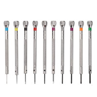 10 Precision Screwdrivers 0.6-2.0mm Clock Screwdriver With Demagnetizer Cross Slot Screwdriver Set Clock Tool Set