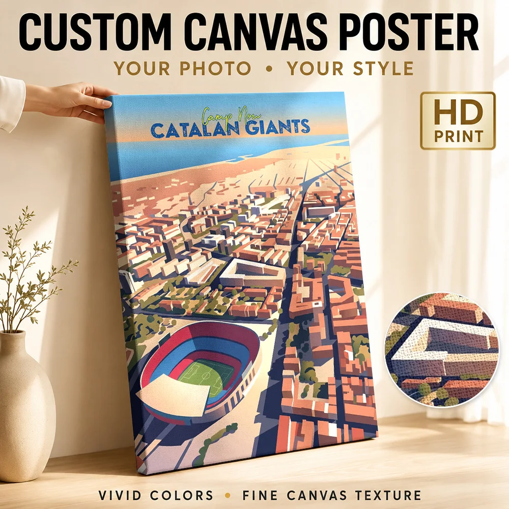 Voices of Camp Nou Glory Canvas Print Poster Custom Modern Aesthetic Canvas Wall Art for Bedroom Decor Ready to Hang Home Gift