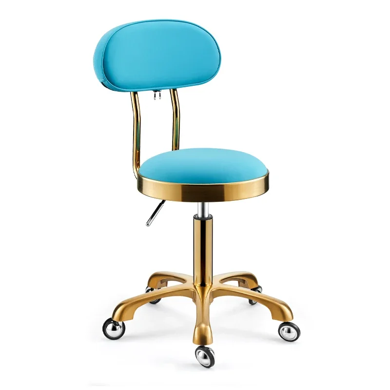 Chaise Ronde Rotative en Cuir pour Coiffeur, Tabouret de Manucure et de miles, Chaises de Barbier, Salon de Rasage, Esthétique, Roues