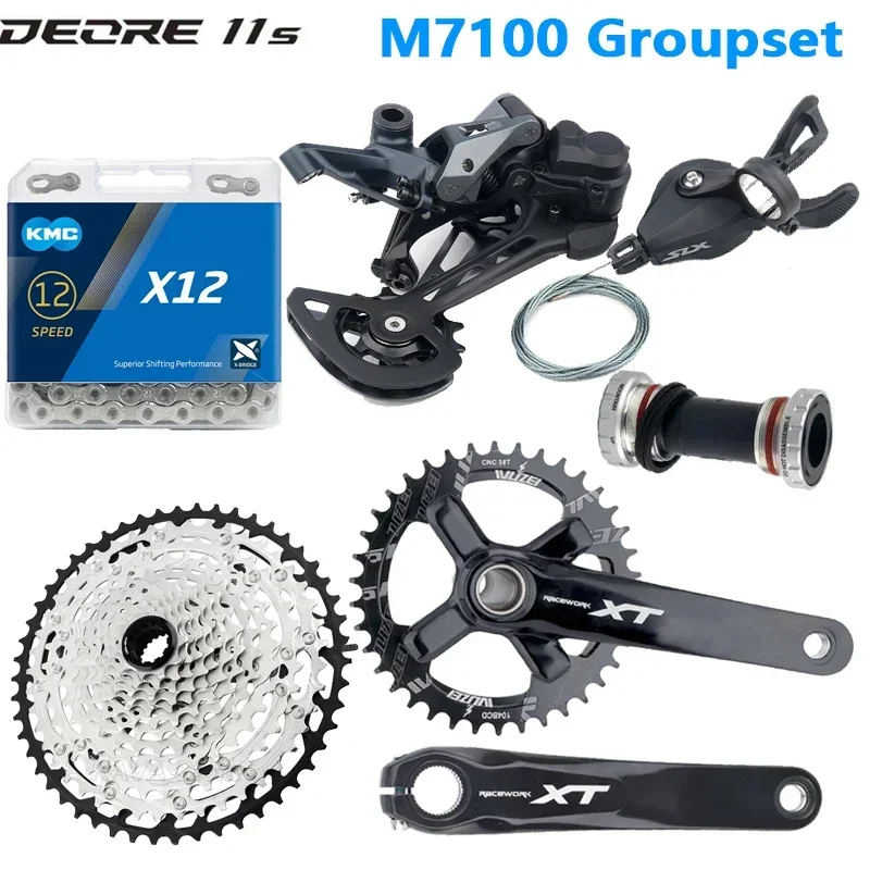 

SHIMAN0 Deore SLX M7100 12S Groupset Shift Rear Derailleur 10-51T 46/50/52T 12V Cassette M6100 126 Links Chain BB52 M7100 Kit