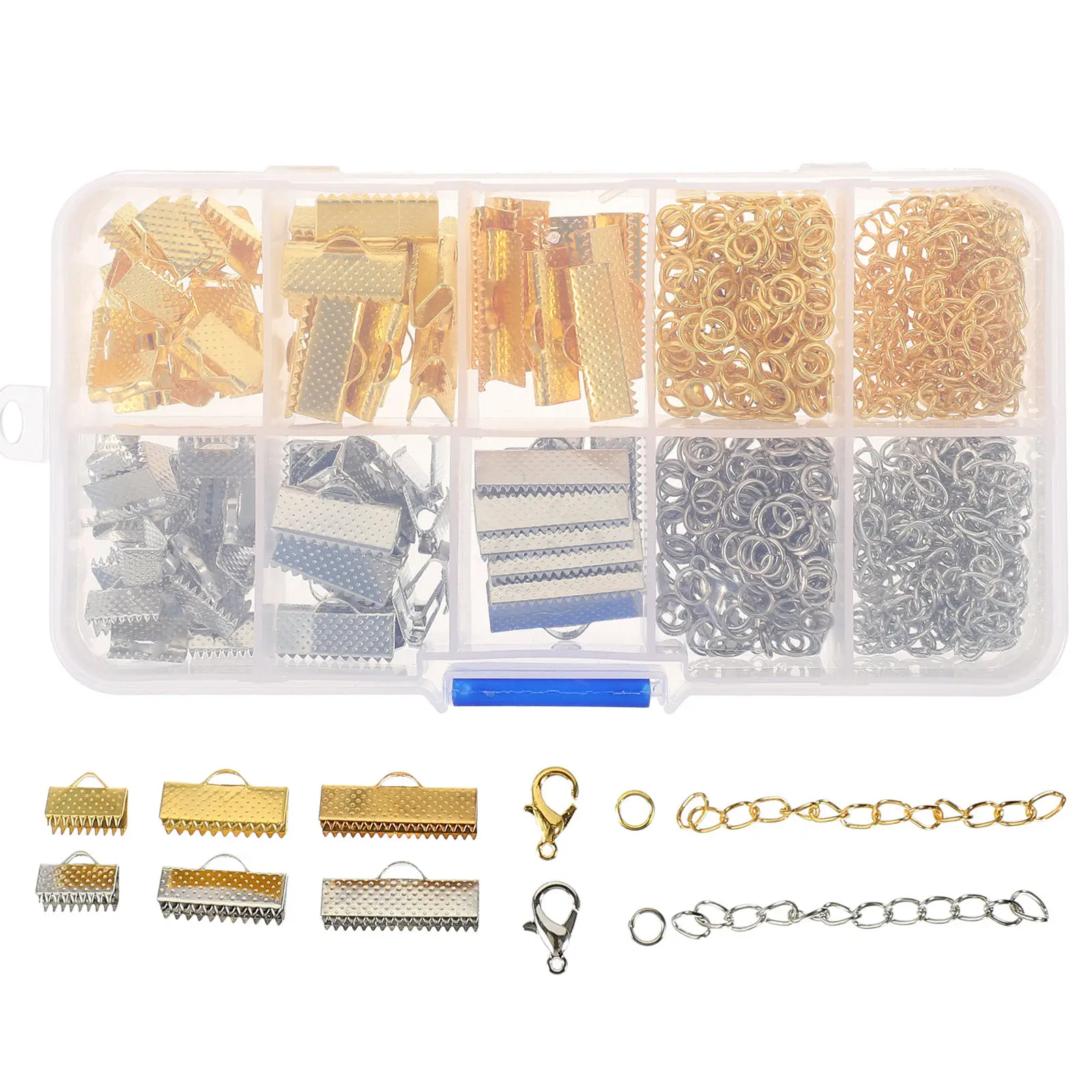 

1 Box Pinch Crimp Ends Lobster Clasp Extension Chain For Jewelry Making Bracelets Necklaces Diy Cord End Fasteners Craft