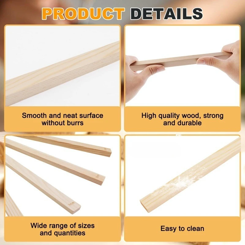 10 Pcs Mud Roller Guide 3/5/7/10/12MM Wooden Strip Mud Plate Forming Supplies Ceramic Craft Polymer Clay Pottery Modeling Tools