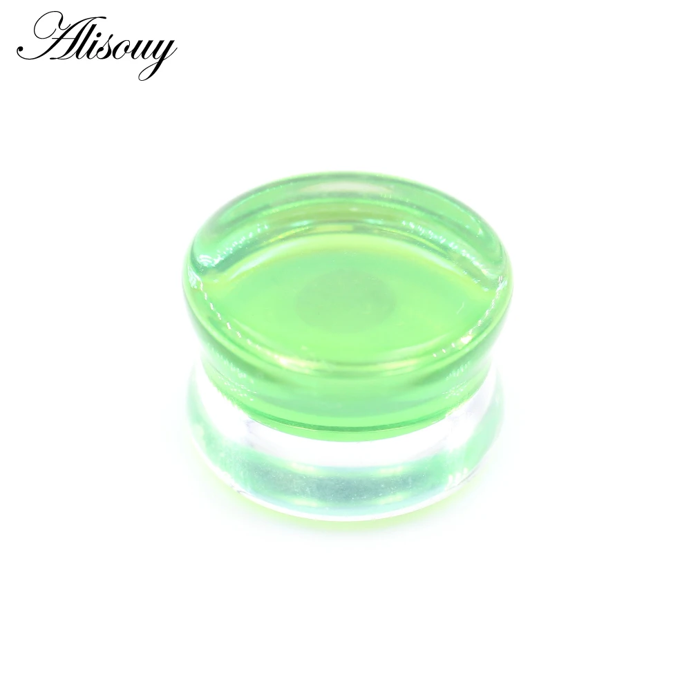 Alisouy 1PC 6mm-30mm Round Glass Women Men Ear Plugs Tunnels Guages Stretcher Expander Extender Earrings Piercing Body Jewelry