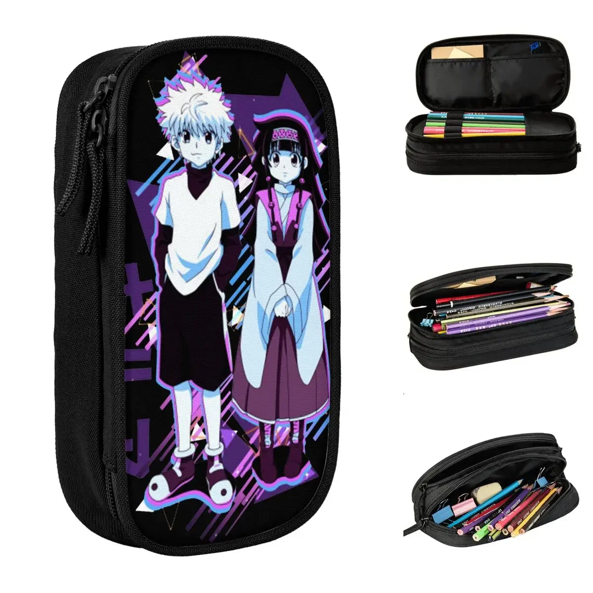 Killua Alluka Retro Hunter X Hunter Pencil Cases Creative HXH Anime Pen Bag Student Large Storage Students School Pencilcases