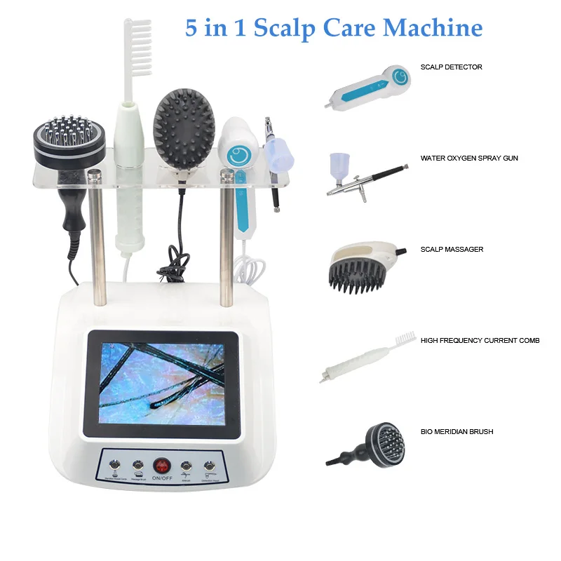 

5 in 1 High Frequency Hair Growth Vibration massage Comb Machine With Scalp Detector Repair Damaged Hair Treatment