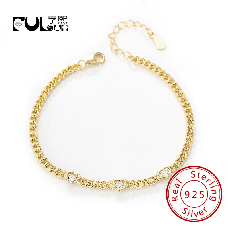 

Round White Cz Curb Chain Multi-charms bracelet 925 Sterling Silver bracelet fine Jewellery