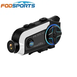 Fodsports FX30C Pro Motorcycle Intercom Bluetooth Helmet Headset 1080P Helmet Video Recorder.