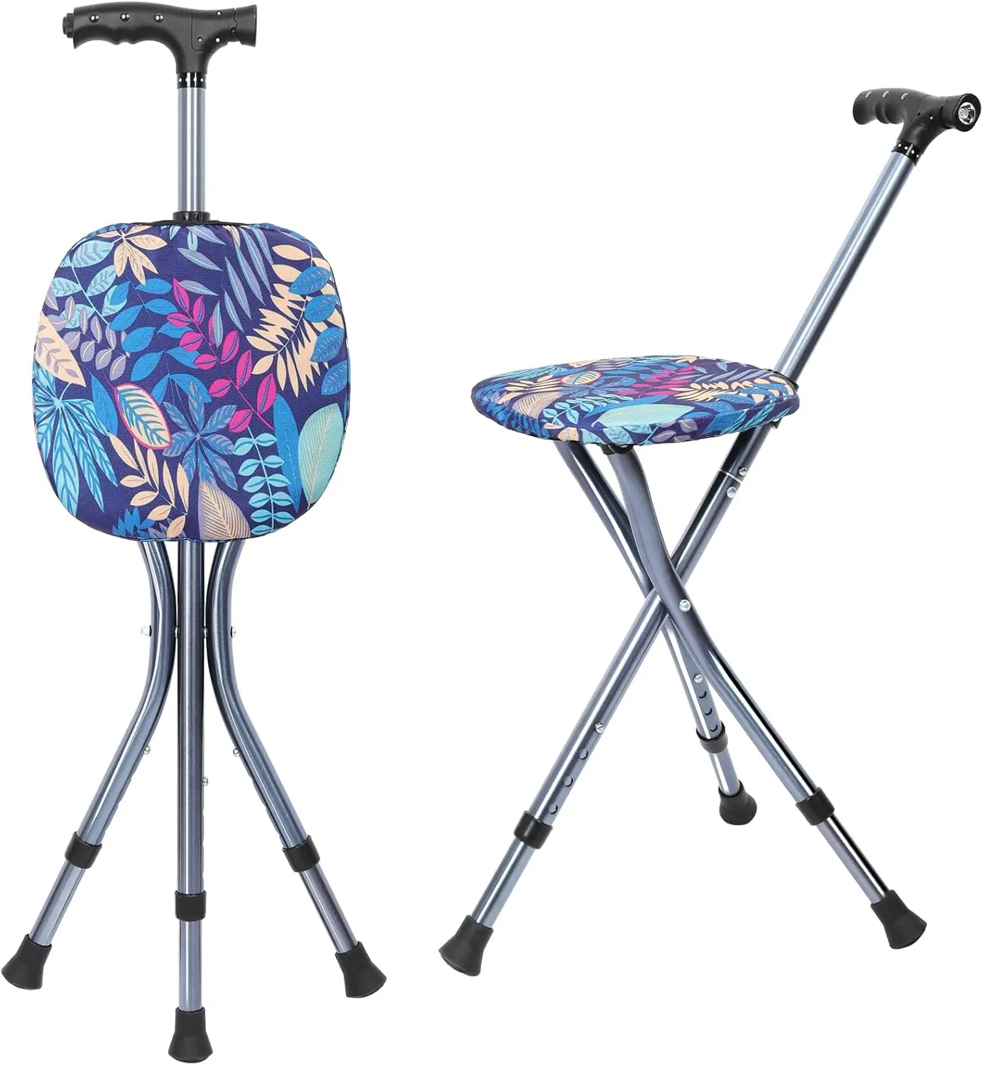 

Портативная регулируемая складная трость с сиденьем, подушкой, светодиодной подсветкой и магнитной массажной ручкой для пожилых людей, выдерживает нагрузку до 330 фунтов.