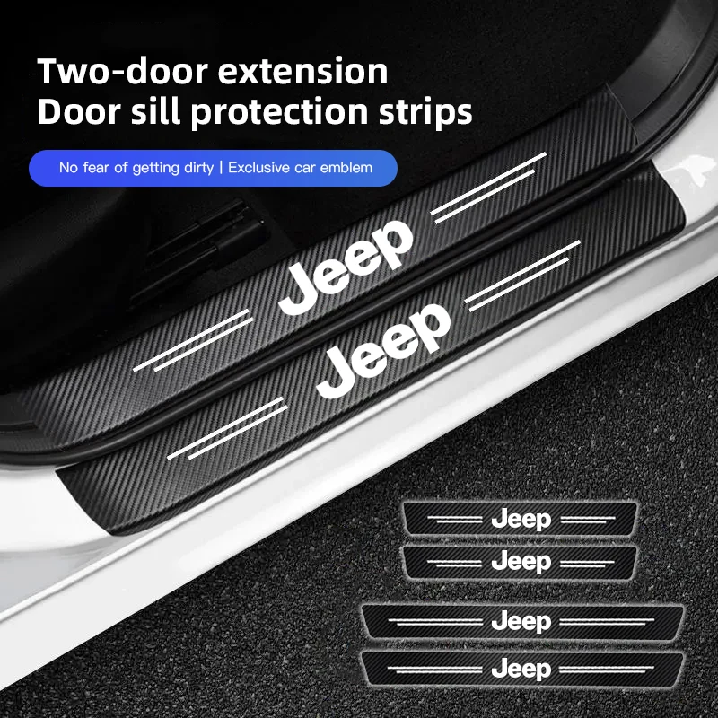 

Car Door Threshold Stickers Carbon Fiber Leather Sticker For Jeep Renegade Compass Grand Cherokee Wrangler jk Gladiator Patriot