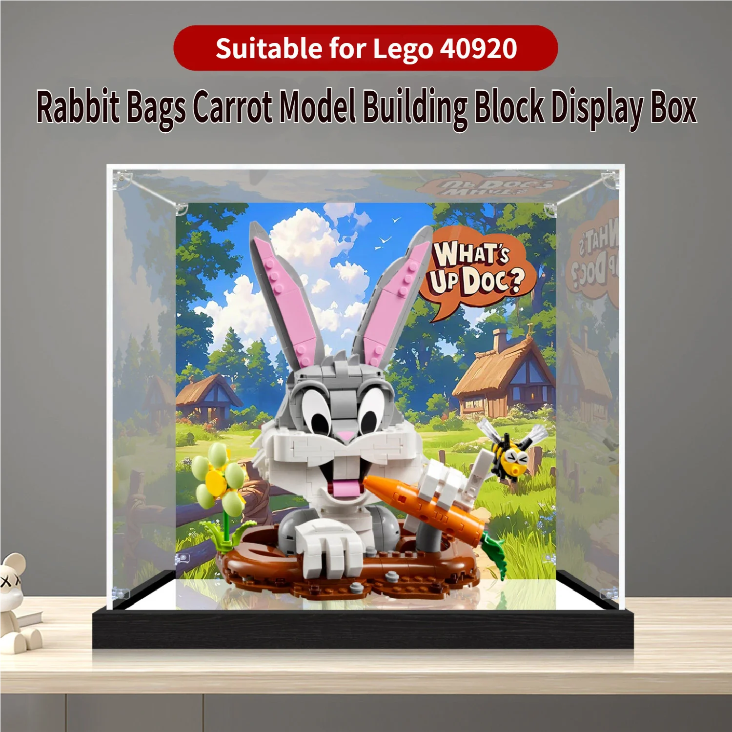 

Акриловый демонстрационный футляр для Lego 40920 Багз Банни, прозрачный пылезащитный бокс-витрина, совместимый с Lego 40920, модель в комплект не входит.