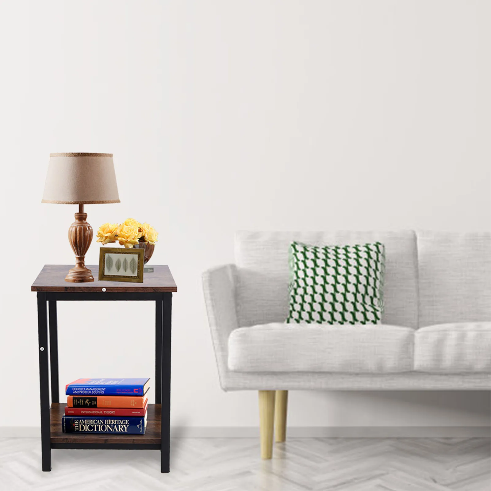 

Industrial Style Double Layer Storage Cabinet - Coffee End Table for Living Room & Bedroom