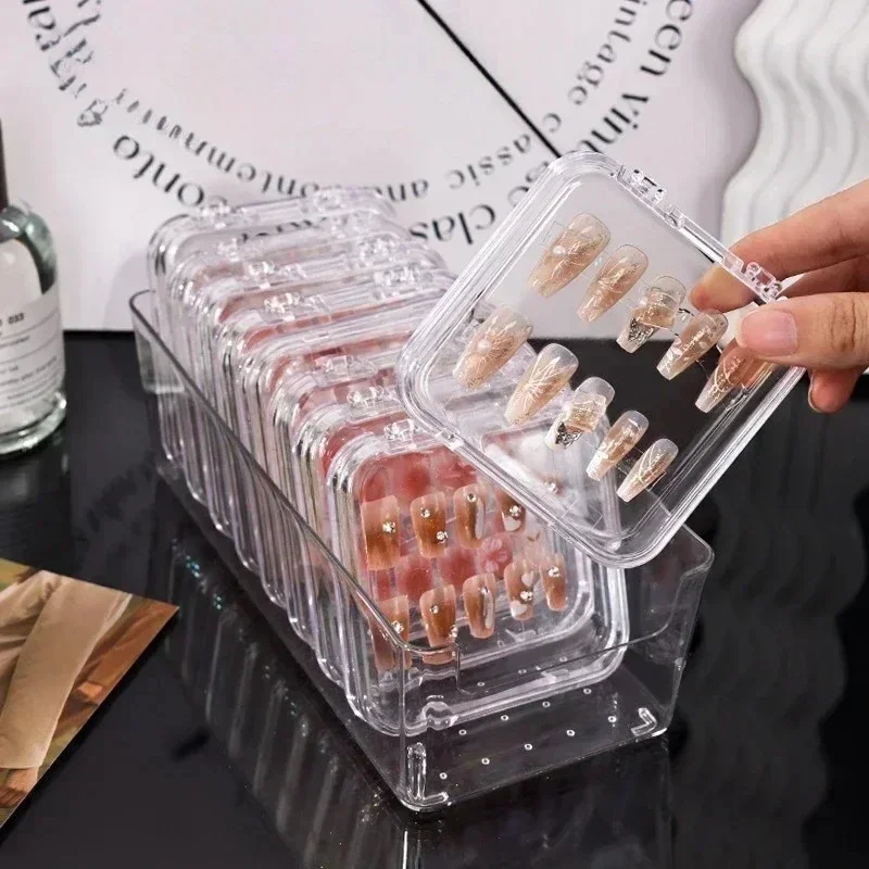 10pcs Wearing Armor Storage Box Jewelry Bracelet Box Dust-proof Nail Art Storage Nail Accessories