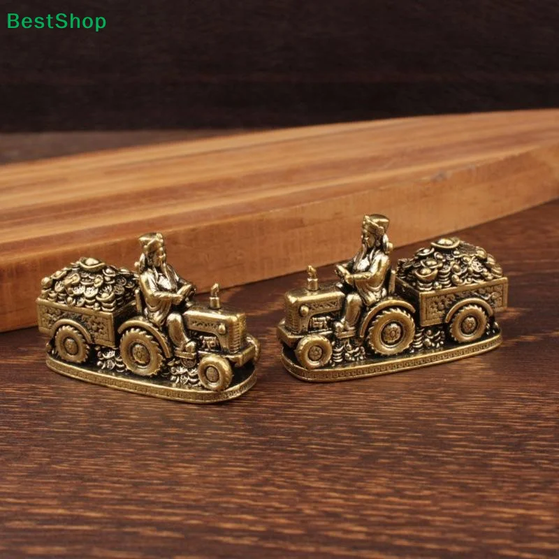 Pure Brass Tractor-Shaped Of Wealth Figurine Zhao Gongming Of Wealth Decoration, Desktop Craft, Copper Ornament