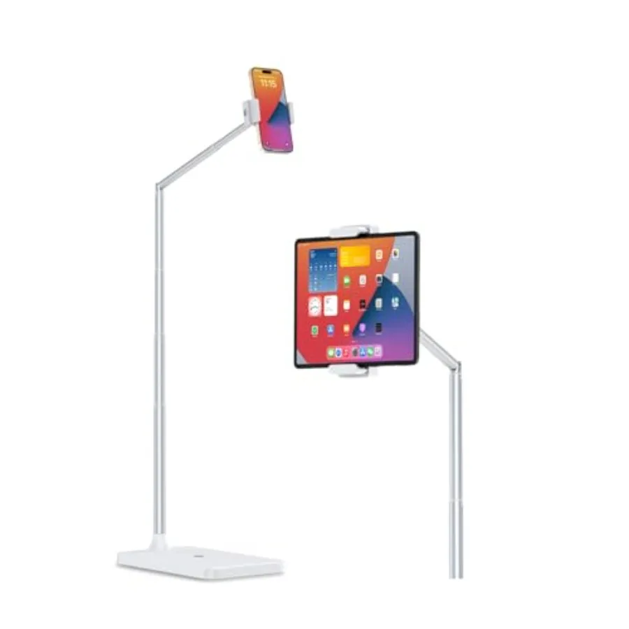 

Tablet Floor Stand Height Angle Adjustable Tablet Holder with Aluminum Alloy Arm Tube 360 Rotation for Bed Sofa Desk Compatible