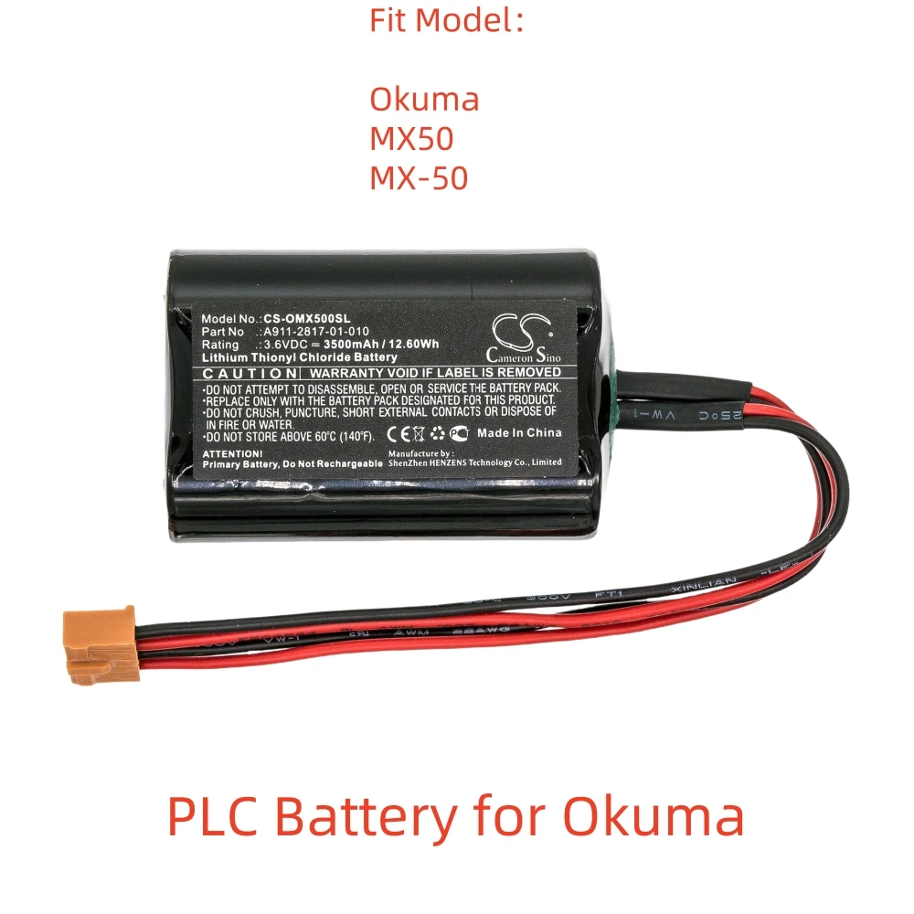 Li-SOCl2 PLC Battery for Okuma,3.6V,3500mAh,MX50 MX-50,A911-2817-01-010 A911-2817 A9112817 E5503-490-012