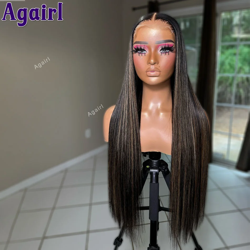 13x6 13x4 Lace Frontal Wig Hanging Ear Hair Blonde Colored Bone Straight Lace Front Wigs 1B/27 Highlight Blonde Human Hair Wigs