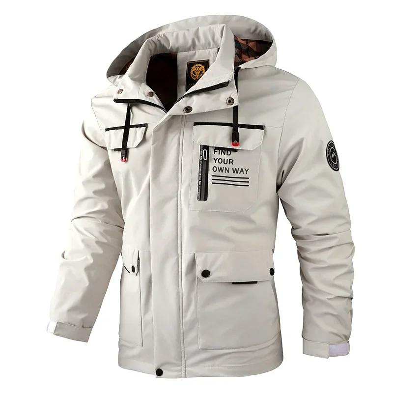 Mens Jacket Streetwear Winter Hooded Windbreaker Waterproof Soft Shell Jacket Fleece Lined Warm Outdoor Casual Sport New Fashion