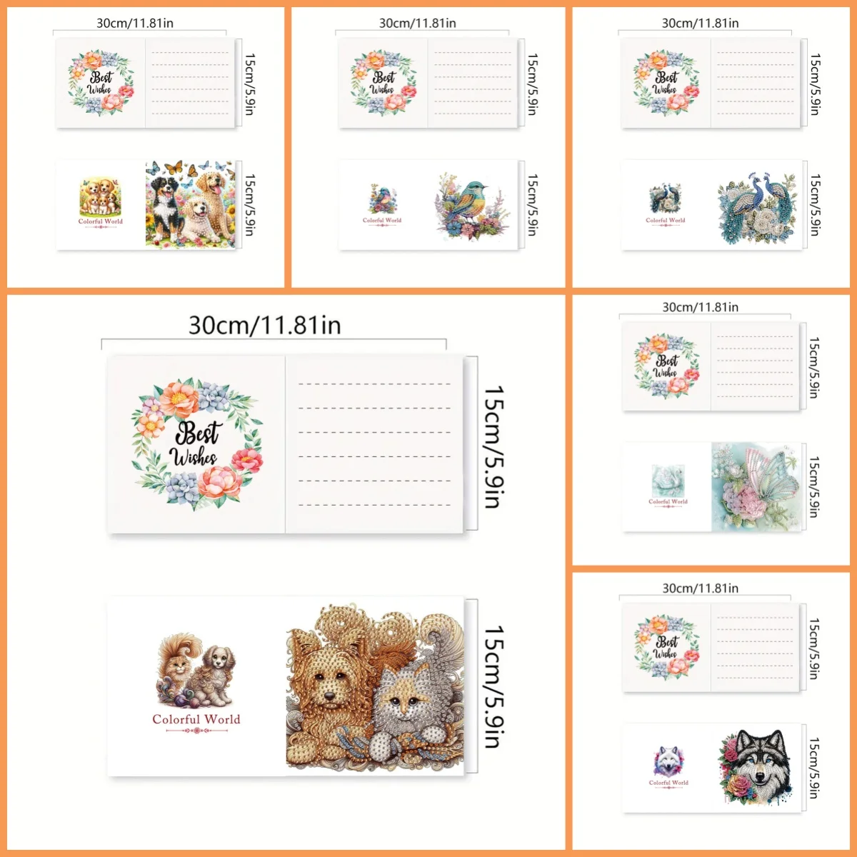 36/5000 6 DIY Diamond Painting Sets, Christmas-Themed Hand-Pasted Diamond Paper Greeting Cards, Party Supplies, New Year Gifts