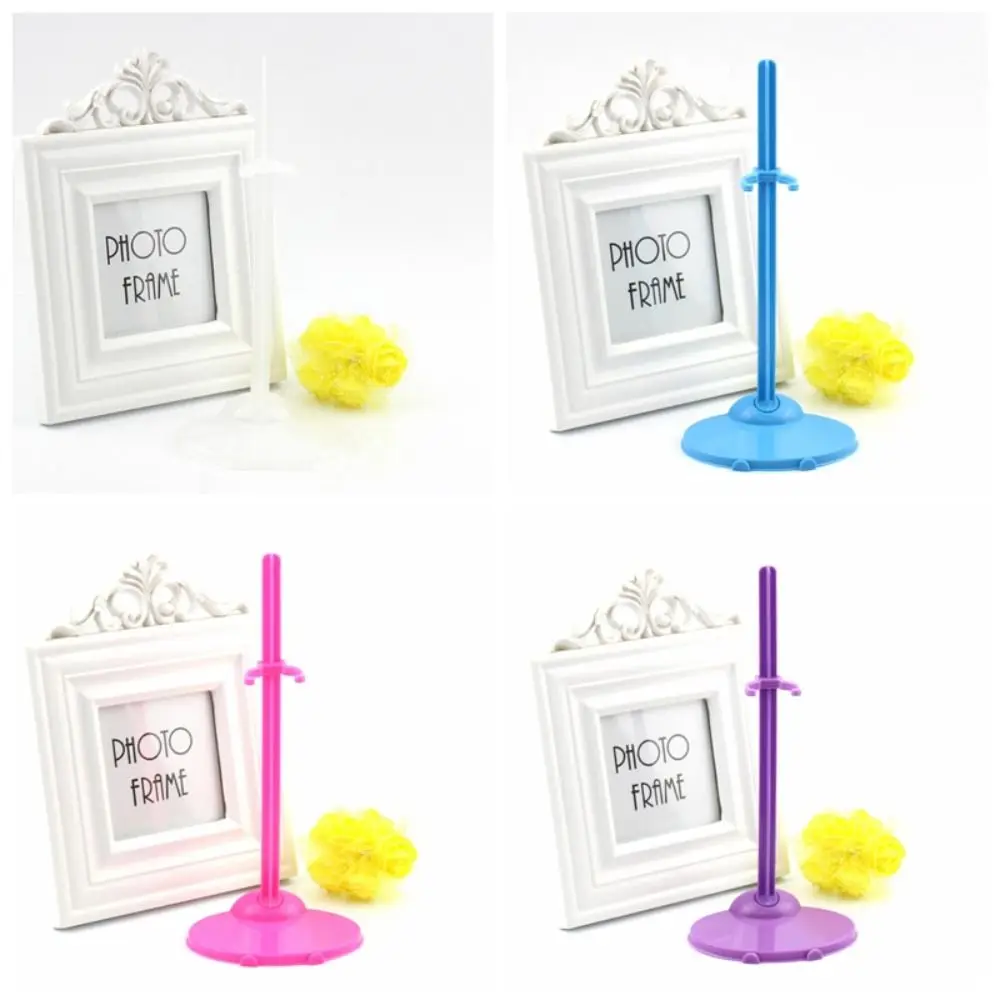 Plastic Doll Stand Holder, adorável boneca Display Prop, roxo e azul, rosa, presente de aniversário