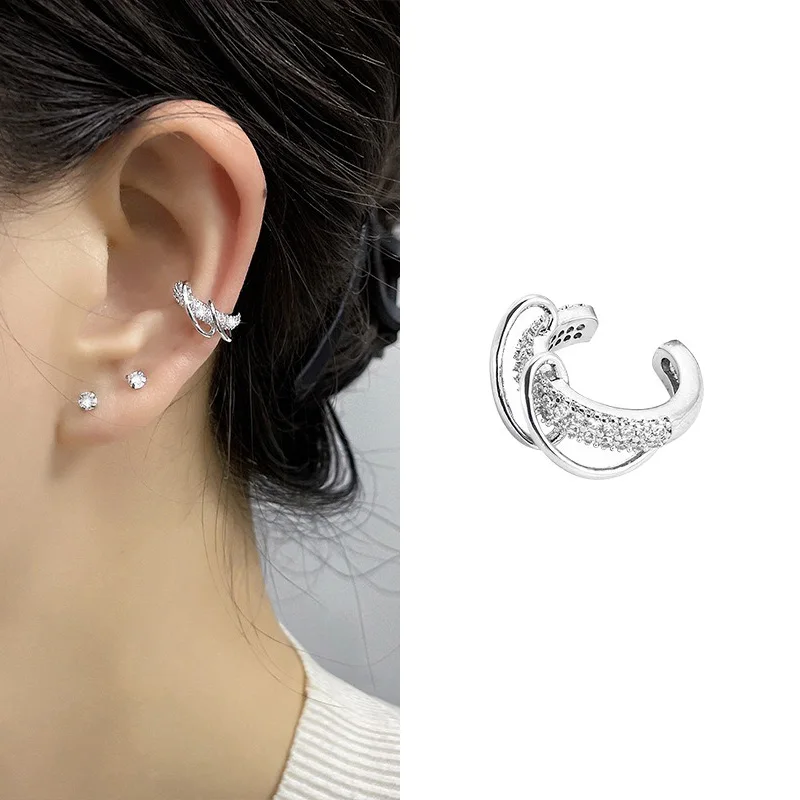 A Girl 1Pcs Fashion Jewelry Simply Earcuff Earrings Hot Metal Single Row Ear Clip Earring For Women