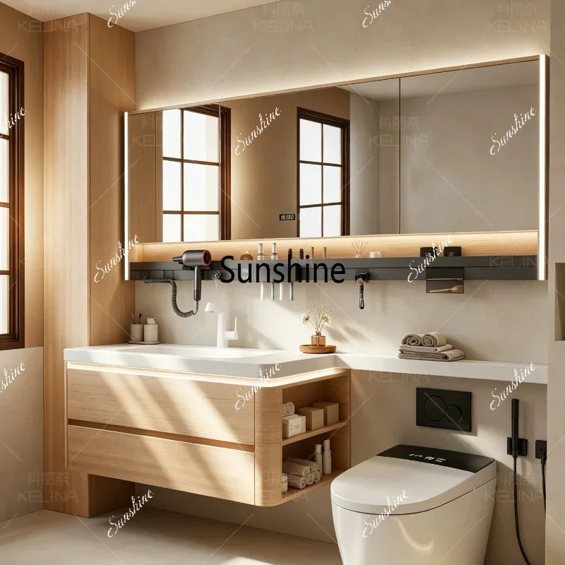 YLog wind bathroom cabinet toilet extension long integrated side cabinet storage combination