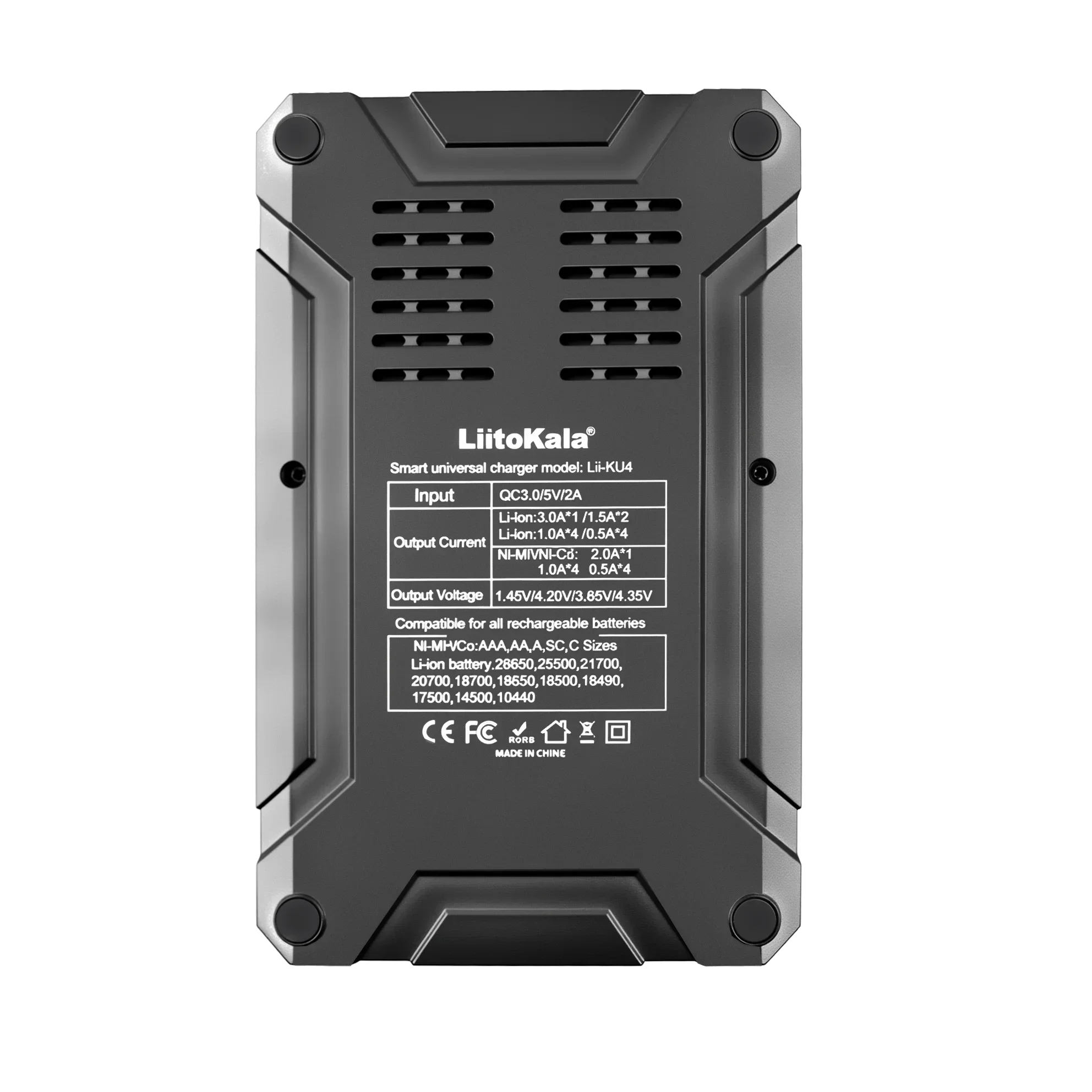 LiitoKala Lii-KU4 LCD QC3.01 cargador de batería para 21700 20700 26650 16340 CR123A 18350 14500 1,2 V Ni-MH ni-cd cargador inteligente