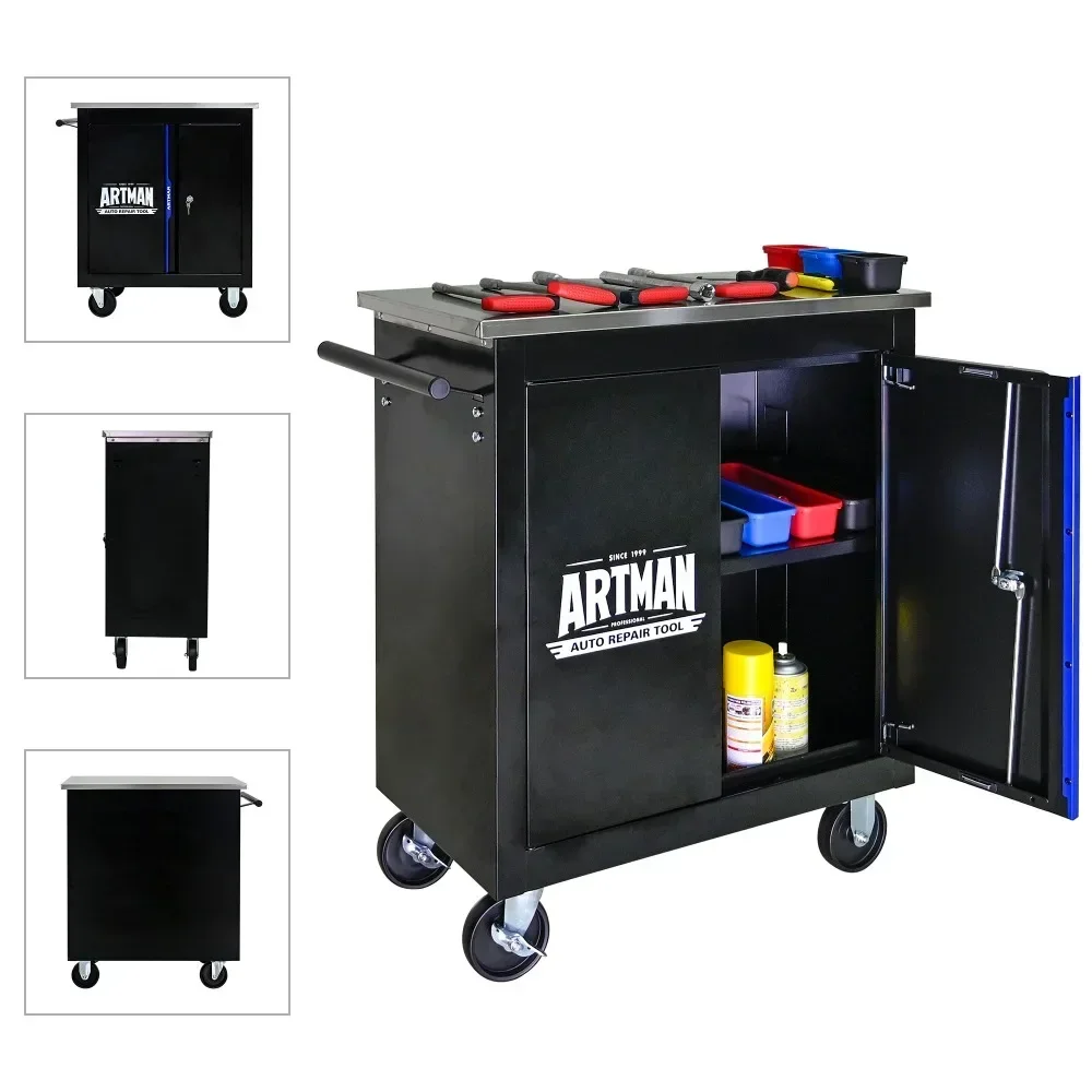 Tool Chest,2-DoorTool Box on Wheels for Garage, Steel Lockable Organizer Finish with Powder Coating, for Workshop, Tools Cabinet