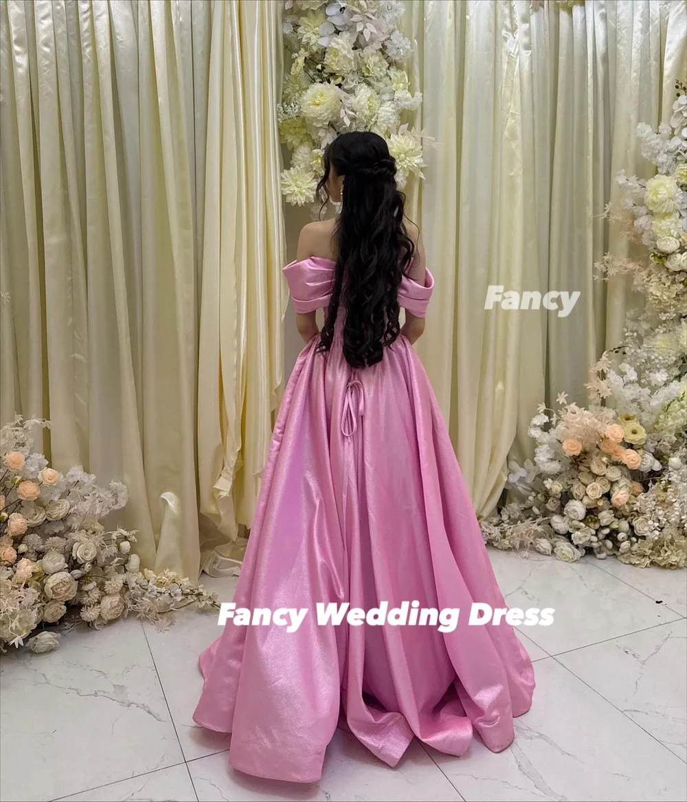 يتوهم الأميرة الوردي قبالة الكتف مساء اللباس خط التفتا الحفلة الطابق طول فساتين حفلة عيد ميلاد مخصصة