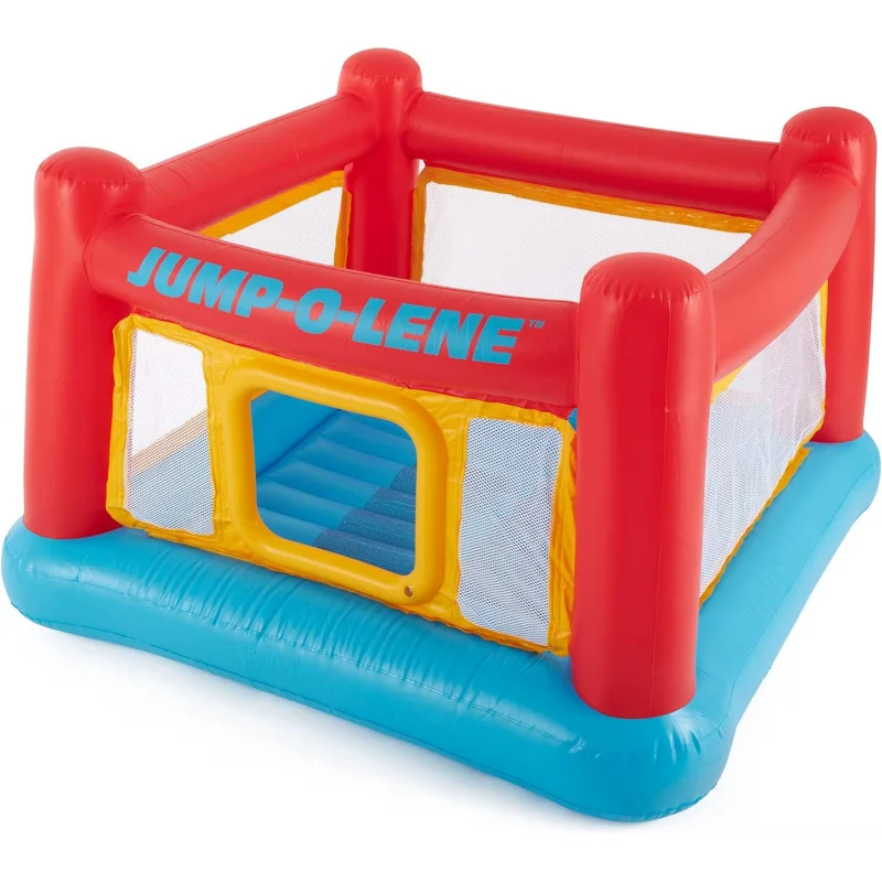 

Inflatable Jump-O-Lene Indoor or Outdoor Playhouse Trampoline Bounce Castle House with Crawl-Thru Door and Net for Kids Ages 3-6