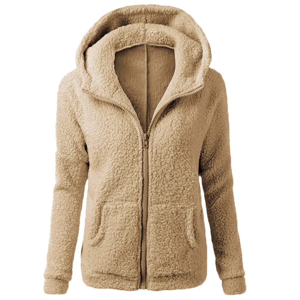 Coat Women Sweater Winter Warm Coat Outwear Hooded Wool Coat Zipper Women's Coat Female Jackets Women Coat Chaqueta Mujer